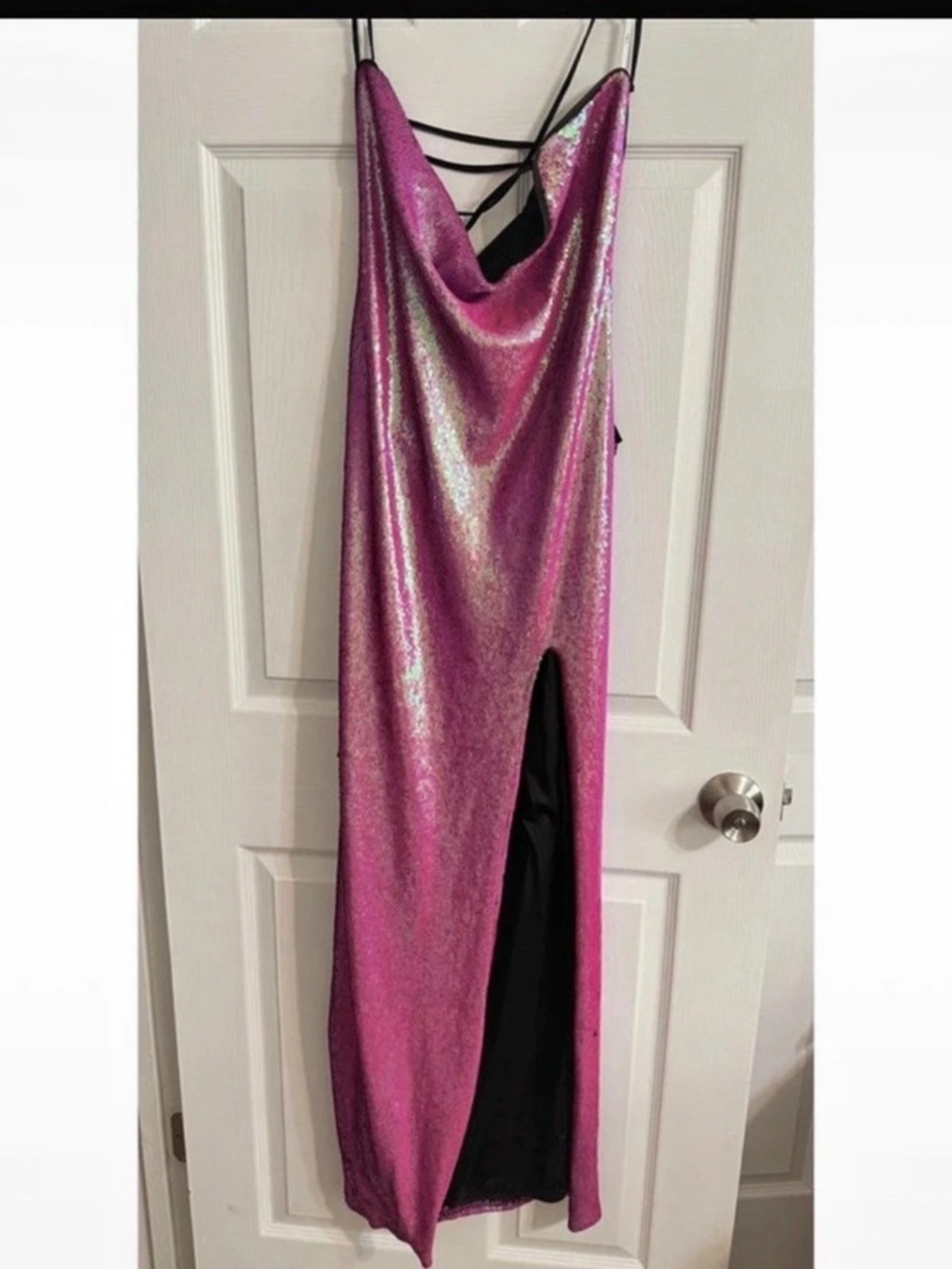 Lulus Passionate Glow Pink Iridescent Sequin Bustier Maxi Dress XL